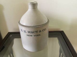Antique Stoneware Jug R.  H.  Macy & Co York Ny Pottery Crock 1 Gal