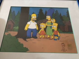 Simpsons Signed By Matt Groening Art Animation Cell Cel Framed