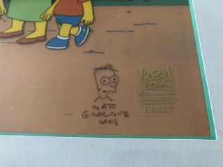 Simpsons Signed By Matt Groening Art Animation Cell Cel Framed 2