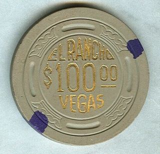 Hotel El Rancho Vegas Casino (las Vegas) ($100 Chip) (n1564) (avg) (tcr 18 Rated