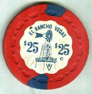 Hotel El Rancho Vegas Casino (las Vegas) $25 Chip (n8210) (su) (tcr Rated O - Rese