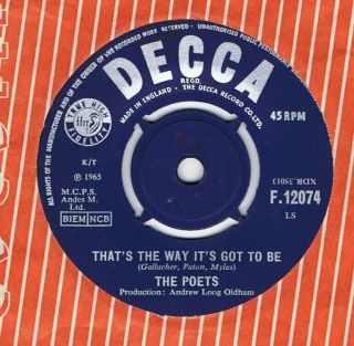 Rare Mod - The Poets - Thats The Way Its Got To Be/ill Cry With The Moon - Uk Decca