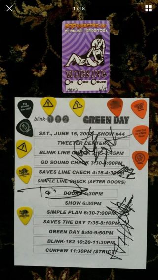 GREEN DAY STAGE GUITAR PICK RARE From 6 - 15 - 2002 Tour DIRNT DUMPUNK Pick 3