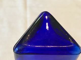 THE OWL DRUG CO. ,  cobalt blue poison bottle,  3 Sided,  Embossed 4.  75” 4