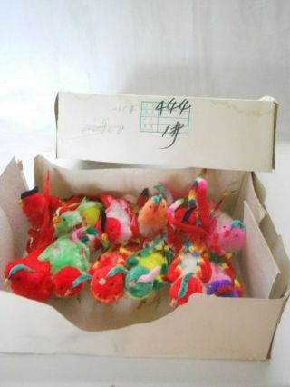 12 Chenille Birds,  Tree Decorations,  Made In Rep.  China,  Peking Velvet Birds Box