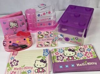 Hello Kitty Stationary Set Stackable Drawer Pen Holder Crayons Wallet 2002 2004