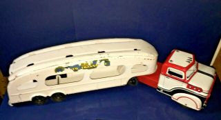 Marx DELUXE AUTO TRANSPORT Pressed Steel Vintage Car Carrier Antique Toy Truck 2