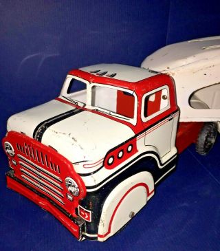 Marx DELUXE AUTO TRANSPORT Pressed Steel Vintage Car Carrier Antique Toy Truck 3