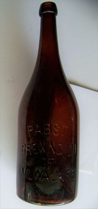 Pabst Brewing Milwaukee Wisconsin Wi Embossed Amber Quart Blob Top Beer Bottle
