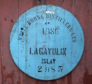 Rare 1986 Lagavulin Islay Whisky Barrel Lid 24 " Good To Hang - Us