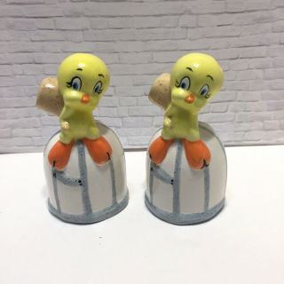 Tweety Bird Salt And Pepper Shakers Birdcage Ceramic Stoppers Warner Bros
