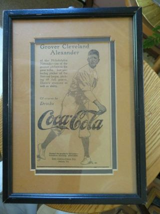 Grover Cleveland Alexander Coca Cola Advertisement Framed Atlanta,  Ga