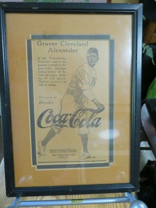 Grover Cleveland Alexander Coca Cola advertisement framed Atlanta,  GA 2