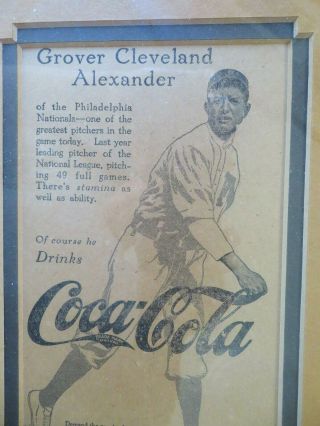 Grover Cleveland Alexander Coca Cola advertisement framed Atlanta,  GA 3
