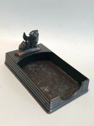 Vintage Rare Pennzoil Motor Oil " Be Oil Wise " Metal Bronzed Desk Counter Paper H