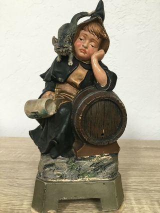 Ges Geschutzt Hb Antique German Statue Figure Friar Monk Beer Munich Child C1900