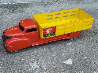 Louis MARX 1940 ' S Coca - Cola Pressed Steel Delivery Stake Toy Truck Coke 2