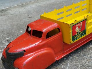 Louis MARX 1940 ' S Coca - Cola Pressed Steel Delivery Stake Toy Truck Coke 5