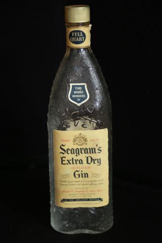 Seagram’s Extra Dry Golden Gin Empty Vintage Embossed Bottle