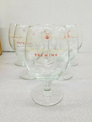 Set Of (6) Belgium Brewing Stemmed Beer Glasses 18 Ounce Fat Tire Logo