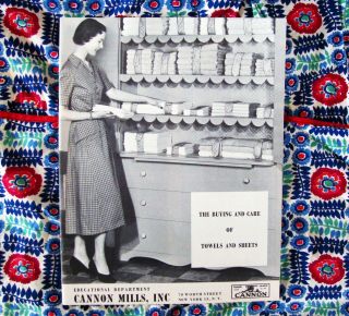 Vtg 60s Cannon Mills Towel And Sheet Buying And Care Guide Book Linen Fabric