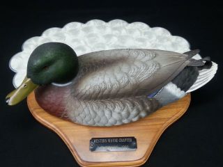 Hand Painted Mallard Duck Figurine JULES A BOUILLET Life Size Limited Edition 5