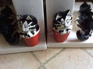 TWO (2) B.  Kliban Taste Setter Sigma Cat and Mouse Ceramic Bookend 4