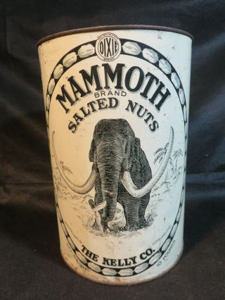 Rare Vintage Mammoth 10 Lb Salted Nuts Tin In A Market With Only A Few Available