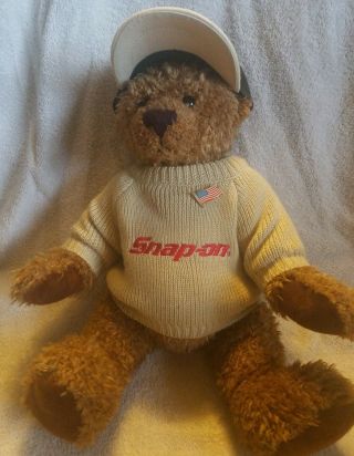 Snap On Tools Collectable Logo Teddy Bear With Logo Sweater And Cap 1999 Rare