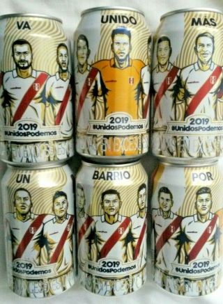 Peru Team Copa America 2019,  6 Beer Cans,  Complete Set,  355ml.  Empty,  Very Rare.