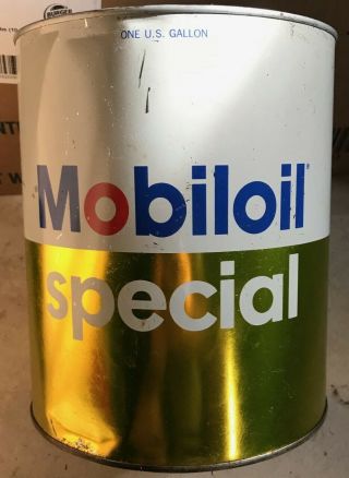 Vintage Mobiloil Special 1 Gallon Metal Oil Can