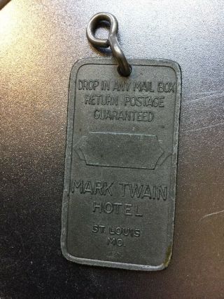 Vintage Key Fob Keychain Mark Twain Hotel St Louis MO Pick Hotels 4