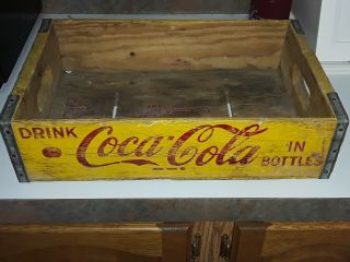 Vintage 1950s Yellow Red Coca - Cola Coke Wood Case / Crate / Box Cond