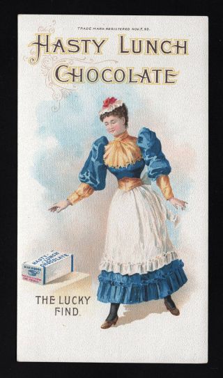 1880s Trade Card - Hasty Lunch Chocolate - Haven Ct