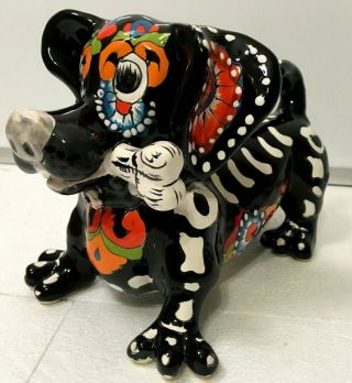 Mexican Pottery Animal Talavera Dog Figure Dachshund Day of the Dead Folk Art 2