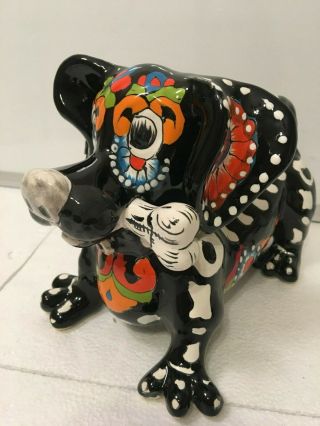 Mexican Pottery Animal Talavera Dog Figure Dachshund Day of the Dead Folk Art 5