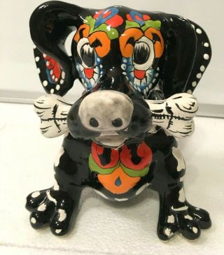 Mexican Pottery Animal Talavera Dog Figure Dachshund Day of the Dead Folk Art 6