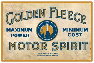 Golden Fleece Motor Spirit Tin Sign 20 X 30 Cm