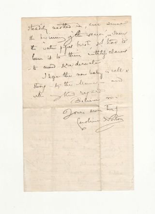CAROLINE NORTON - signed letter by British writer & reformer - Lord Melbourne 3