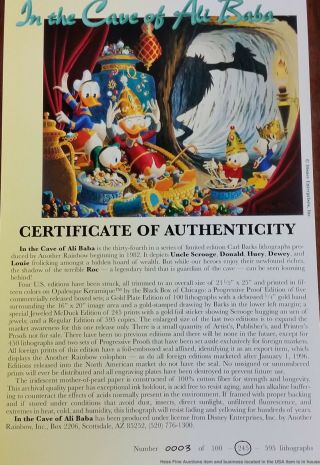 Carl Barks Pencil Signed Walt Disney Jeweled McDuck Edition Lithograph 7