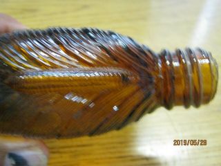 A COLOR 1/2 PINT CLAM SHELL FIGURAL EARLY 1900 ' S FLASK with CAP 6