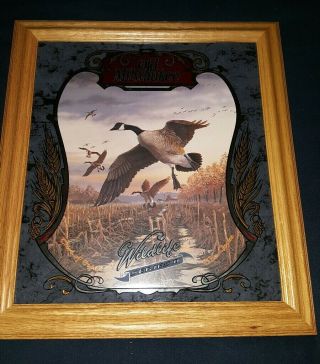 Old Milwaukee Wildlife Series Ii " The Goose " Framed Bar Mirror.  17 " X19 " 3rd Of 8