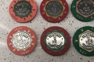 SET OF 8 PLAYBOY CASINO GAMING CHIPS ($2.  50 $5,  $25 & $100) Atlantic City,  NJ 4