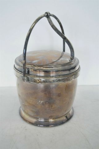 Vintage Silverplate Ice Bucket W/glass Insert Drinking Cold Drinks Tableware
