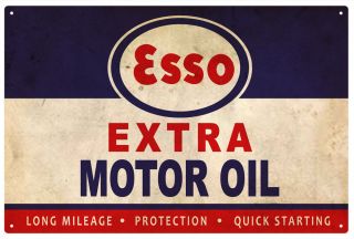 Esso Extra Motor Oil Rustic Tin Sign 20 X 30 Cm