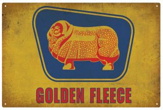 Golden Fleece Motor Oil Tin Sign Duo 20 X 30cm
