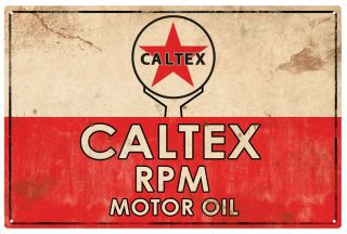 Caltex Rpm Motor Oil Rustic Tin Sign 20 X 30 Cm