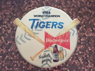 Detroit Tigers 1984 World Champions Baseball Budweiser Beer Embosograph Sign Ad