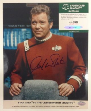 William Shatner Captain Kirk Star Trek Signed Color Photo Sgc Autograph