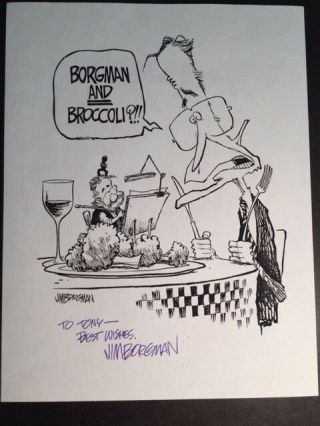Jim Borgman Signed Lithograph Self Caricature With President George H.  W.  Bush